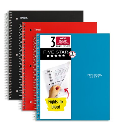 Five Star Wide Rule Spiral Notebook